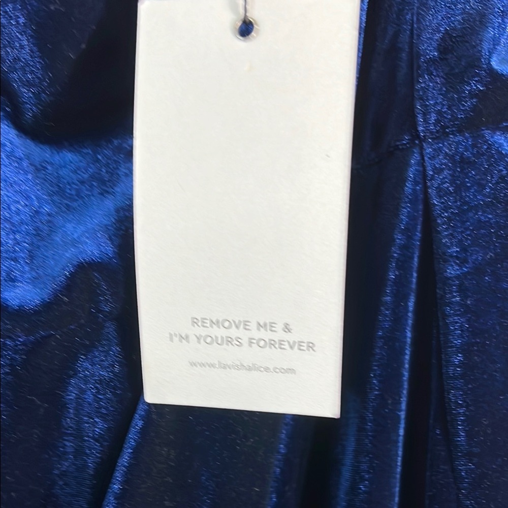 Lavish Alice Navy Blue One-Shoulder Cocktail Dress - Picture 10 of 10